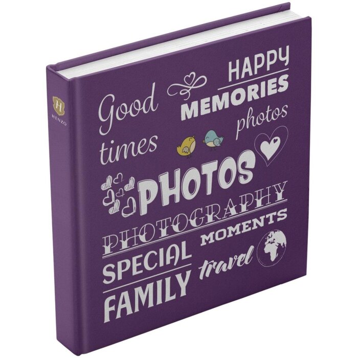 Henzo Jumbo Photo Album Wording viola 30x30 cm 100 pagine bianche