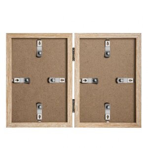 Henzo Cornice doppia in legno Piano 2 foto 10x15 cm beige