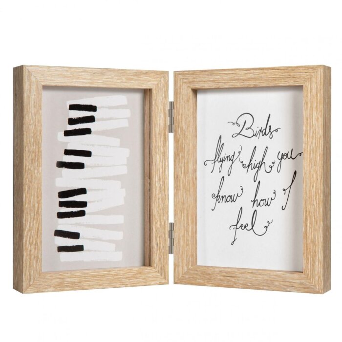 Henzo cornice doppia in legno Piano 2 foto 13x18 cm beige
