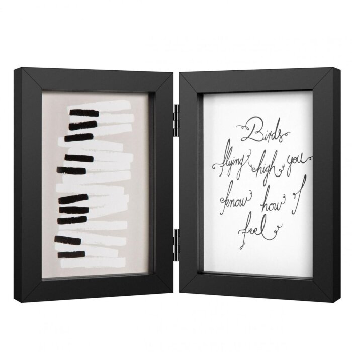 Henzo cornice doppia in legno Piano 2 foto 13x18 cm nero