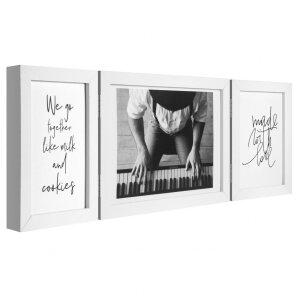 Henzo Cornice doppia in legno Piano 3 foto 10x15 cm e 15x20 cm bianco