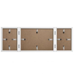 Henzo Cornice doppia in legno Piano 3 foto 10x15 cm e 15x20 cm bianco