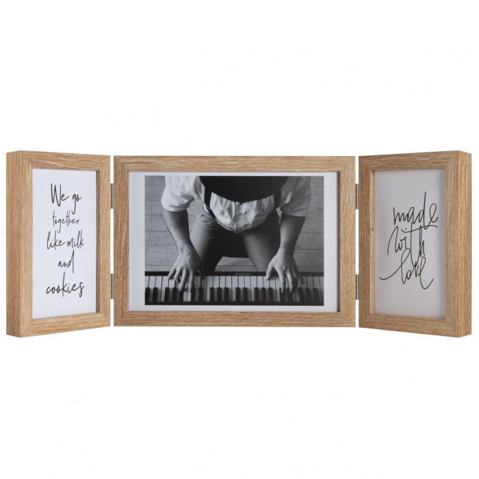 Henzo Cornice doppia in legno Piano 3 foto 10x15 cm e 15x20 cm beige