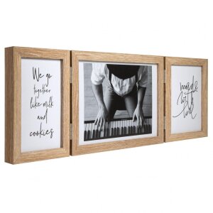 Henzo Cornice doppia in legno Piano 3 foto 10x15 cm e 15x20 cm beige