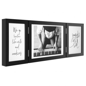 Henzo Cornice doppia in legno Piano 3 foto 10x15 cm e 15x20 cm nero