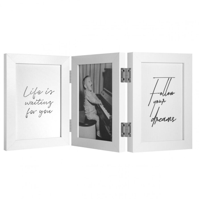 Henzo cornice doppia in legno Piano 3 foto 10x15 cm bianco