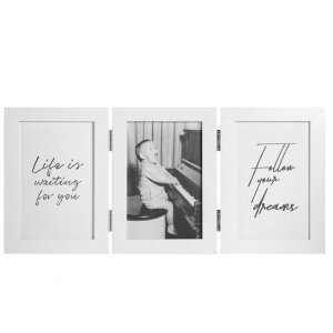 Henzo cornice doppia in legno Piano 3 foto 10x15 cm bianco