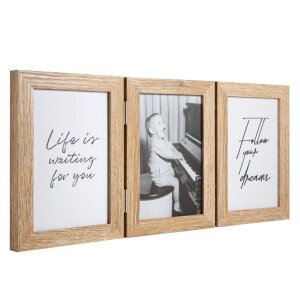 Henzo Cornice doppia in legno Piano 3 foto 13x18 cm beige