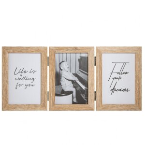 Henzo Cornice doppia in legno Piano 3 foto 13x18 cm beige