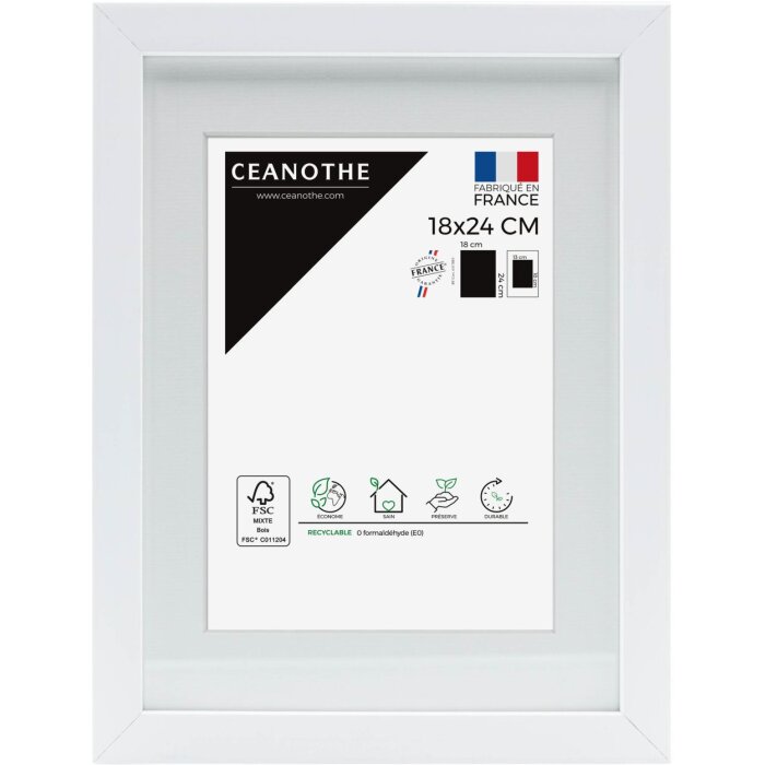 Cornice Ceanothe Milano bianco 40x50 cm con passepartout 30x40 cm