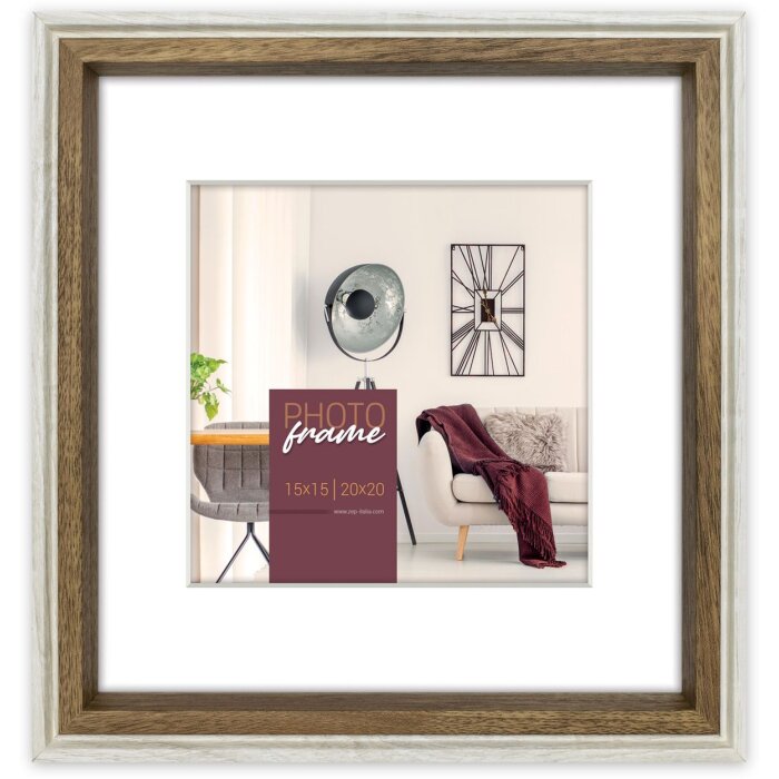 Cornice ZEP Palmi bianca 20x20 cm con passepartout 15x15 cm