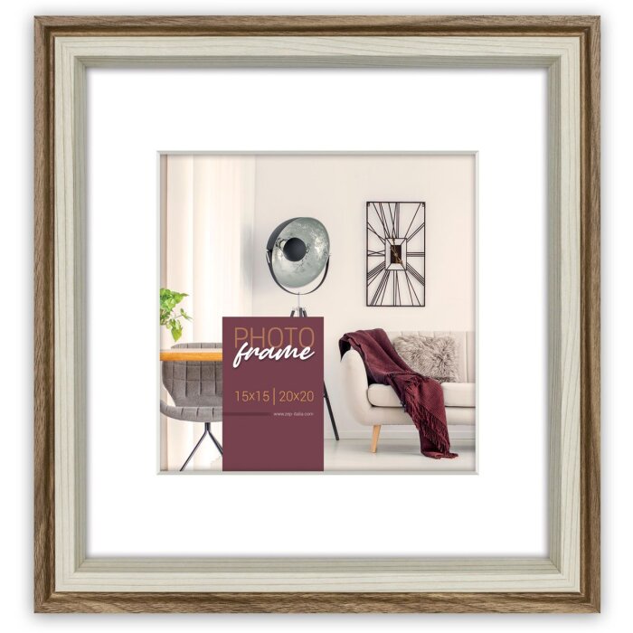 Cornice ZEP Palmi marrone 20x20 cm con Passepartout 15x15 cm