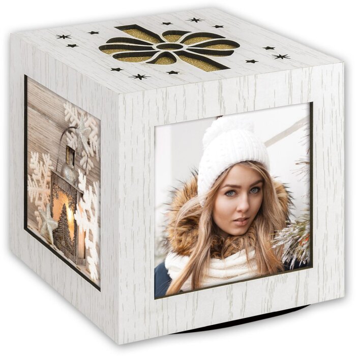 ZEP Cubo portafoto in legno 4 foto 10x10 cm ruotabile