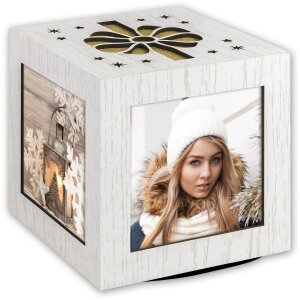 ZEP Cubo portafoto in legno 4 foto 10x10 cm ruotabile