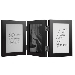 Henzo Cornice doppia in legno Piano 2 o 3 foto 10x15 cm e 13x18 cm