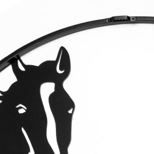 ZEP Decorazione murale in metallo HORSES 60 cm rotondo nero
