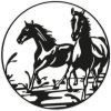 ZEP Decorazione murale in metallo HORSES 60 cm rotondo nero