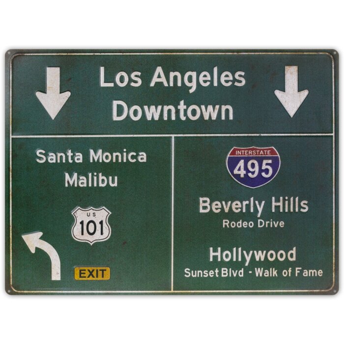 Cartello di latta ZEP ROADS 57,5x43x0,4 cm Los Angeles