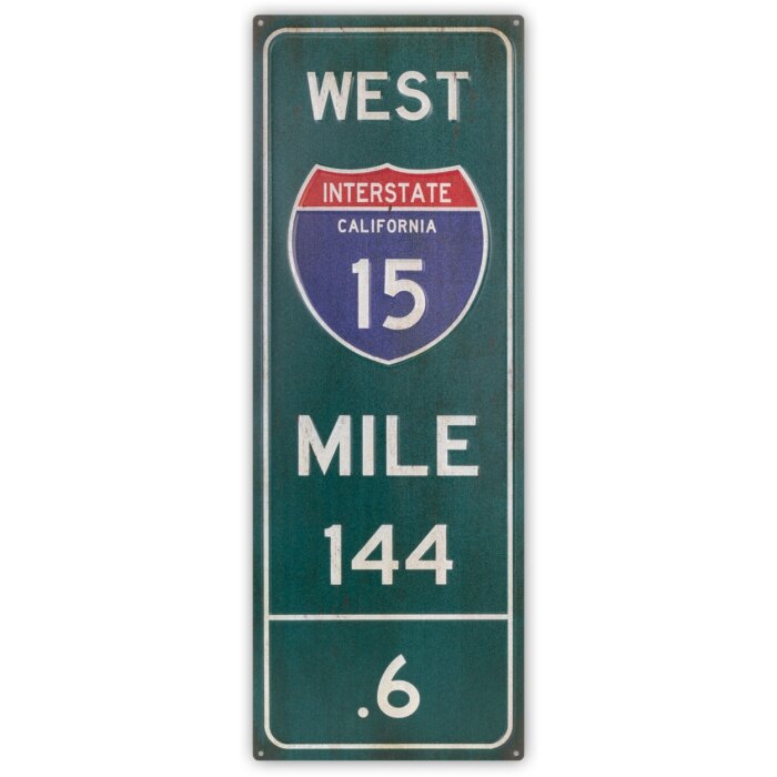 Cartello di latta ZEP WEST 20x55x0,4 cm Cartello stradale Interstate