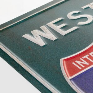 Cartello di latta ZEP WEST 20x55x0,4 cm Cartello stradale Interstate