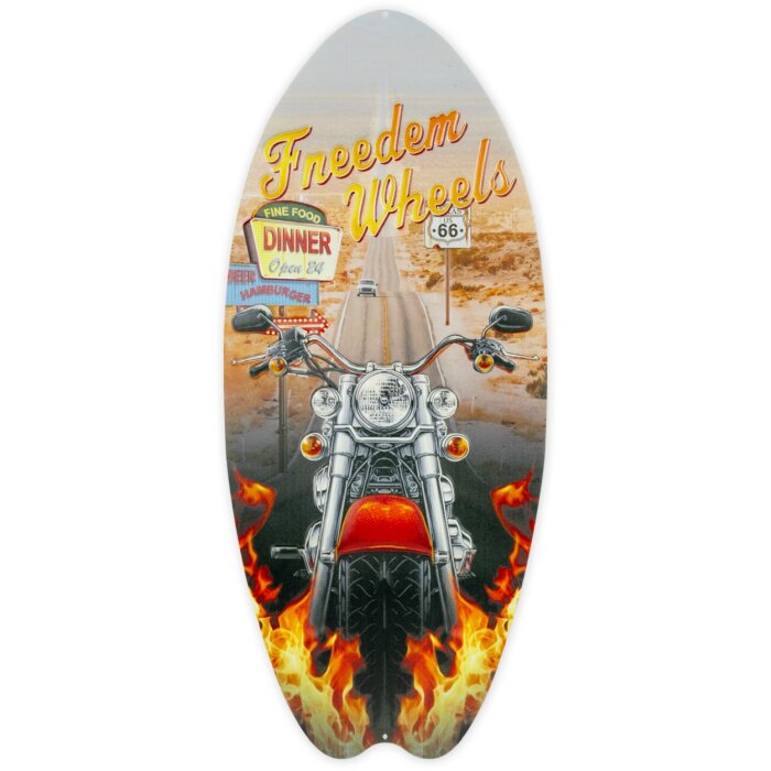 ZEP Segno di latta SURF 23x53x0,4 cm Surfboard Freedem Ruote