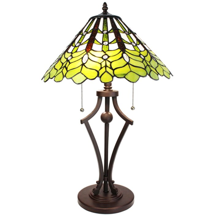 Clayre & Eef 5LL-6279 Lampada da tavolo Tiffany Ø 41x62 cm E27-max 2x60W Verde - Bianco