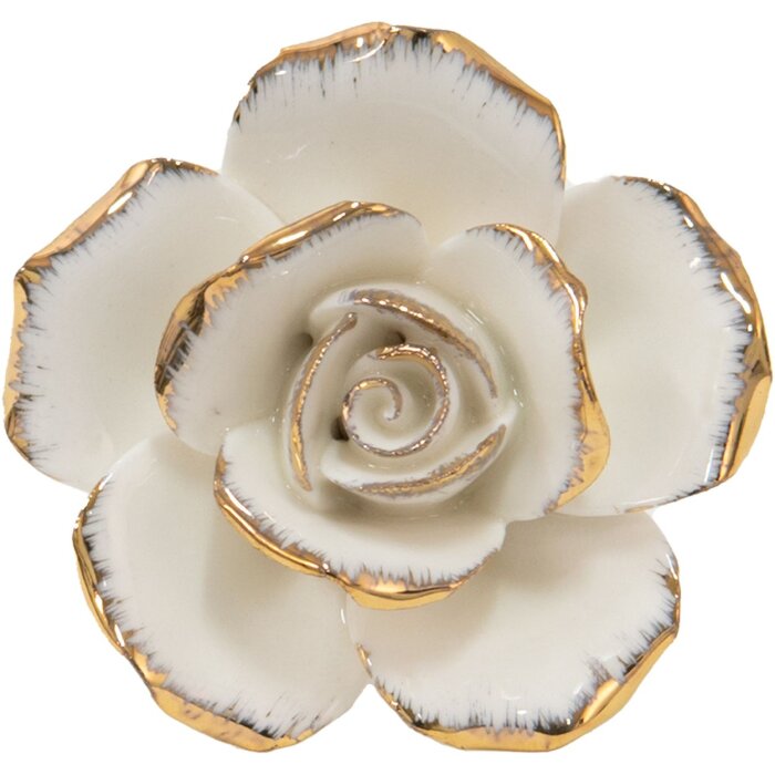 Clayre & Eef 65075 Pomello per porta 5x4x5 cm Fiore bianco - oro