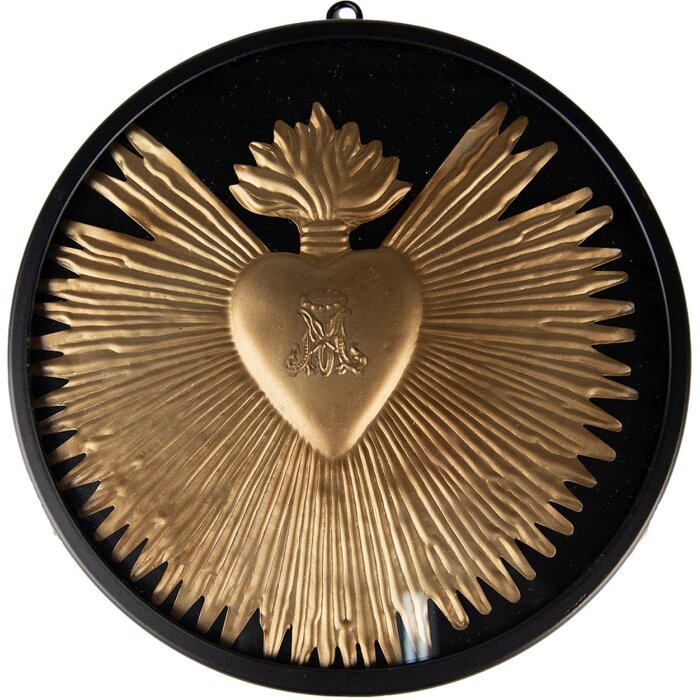 Clayre & Eef 65176 Decorazione da parete Cuore Ø 23x2 cm Colore oro - Nero