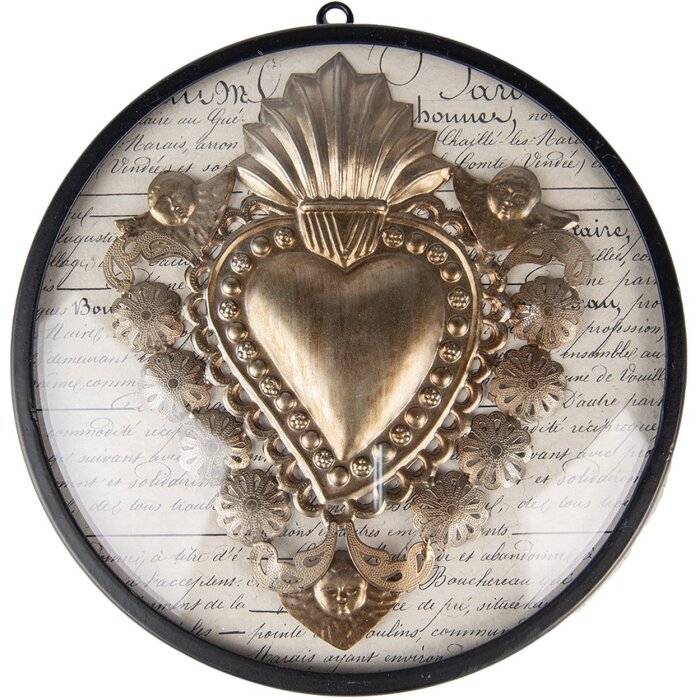 Clayre & Eef 65177 Decorazione da parete cuore Ø 23x4 cm Colore oro - Nero