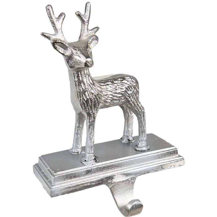 Clayre & Eef 6AL0071 Portacalze natalizio Renna 15x9x21 cm Gancio color argento