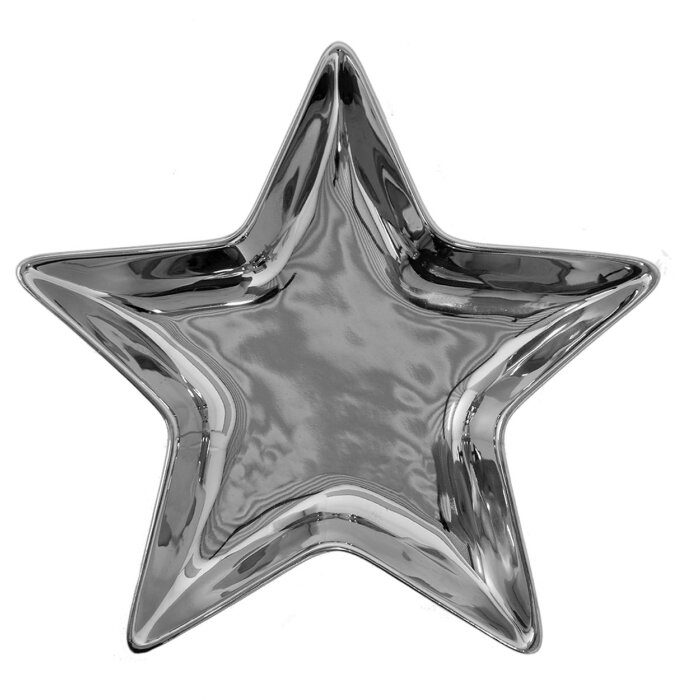 Clayre & Eef 6CE1462 Ciotola 16x16x2 cm Ciotola decorativa color argento Stella
