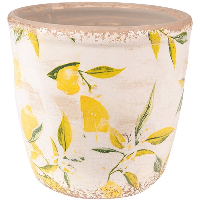 Clayre & Eef 6CE1529S Vaso da fiori decorativo Ø 14x14 cm Giallo