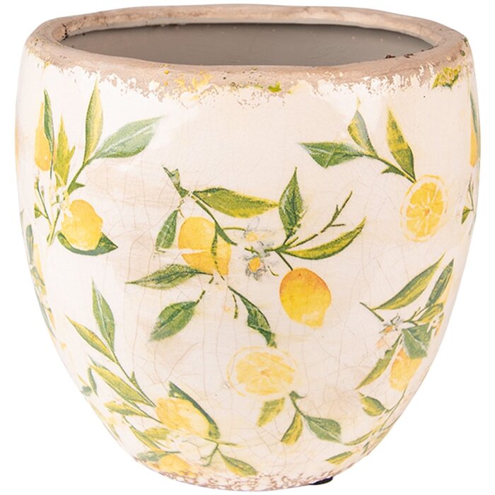 Clayre & Eef 6CE1532S Vaso da fiori decorativo Ø 13x12 cm Giallo