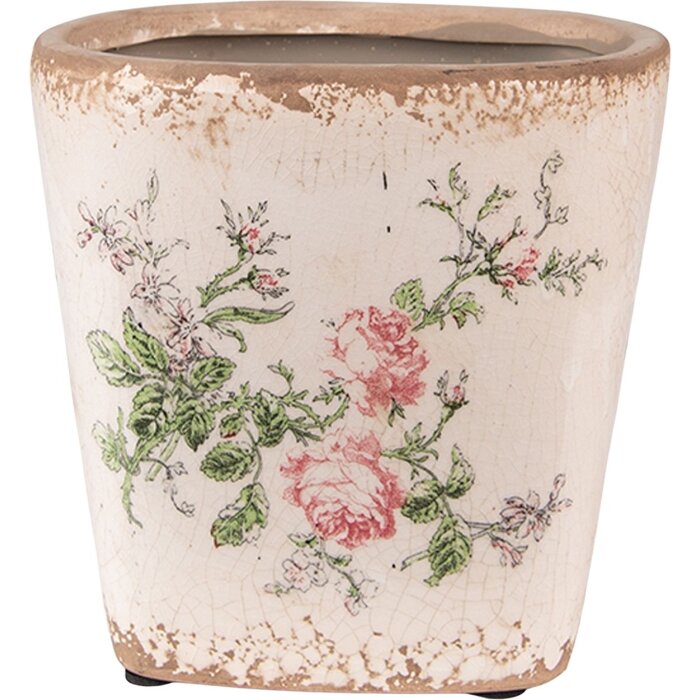 Clayre & Eef 6CE1540S Vaso da fiori decorativo 13x13x12 cm Rosa - Beige