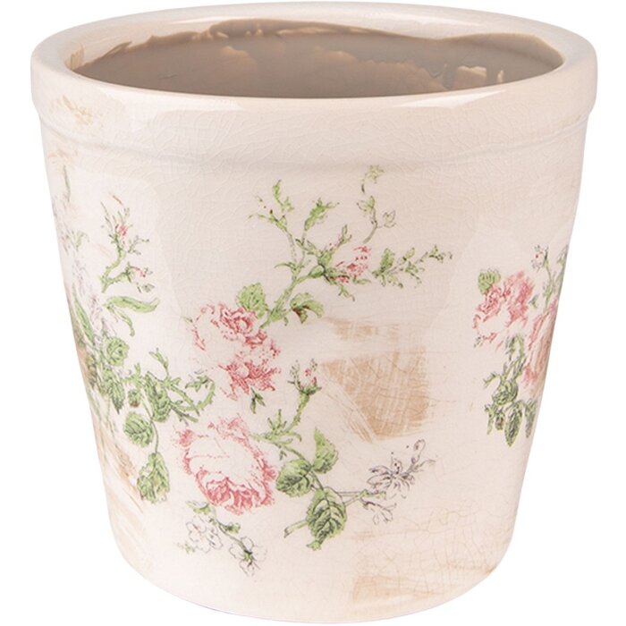 Clayre & Eef 6CE1544L Vaso da fiori decorativo Ø 17x16 cm Rosa - Beige
