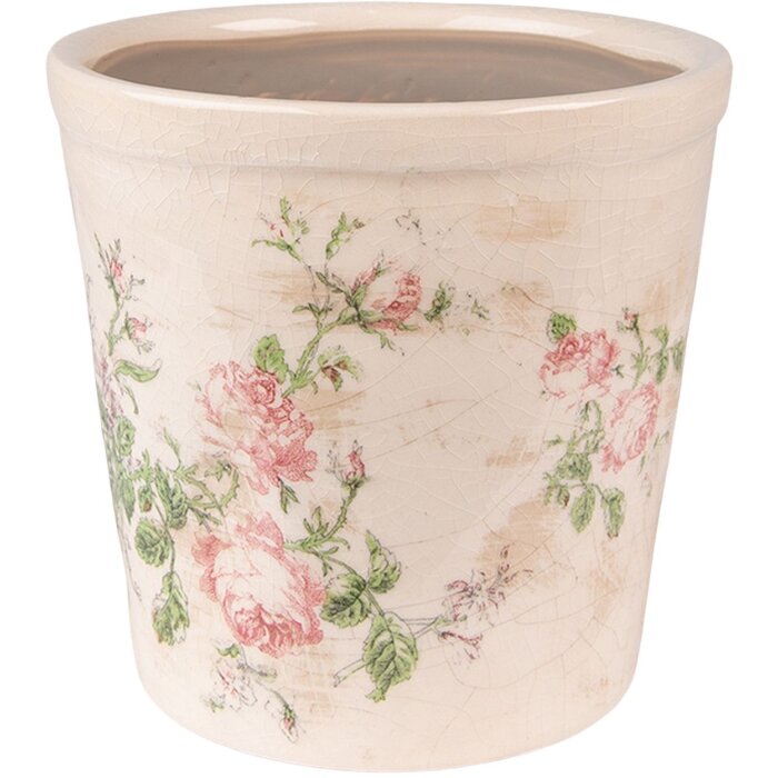 Clayre & Eef 6CE1544M Vaso da fiori decorativo Ø 15x14 cm Rosa - Beige