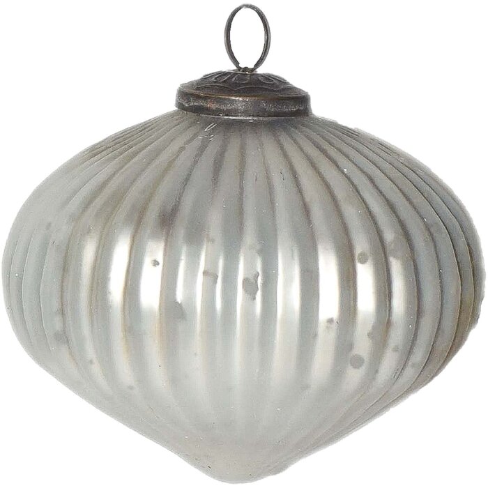 Clayre & Eef 6GL3731 Palla di Natale Ø 12x12 cm Bianco - Argento