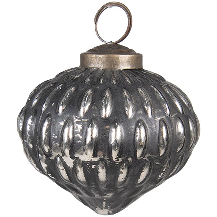 Clayre & Eef 6GL3759 Guaina per albero di Natale Ø 7x7 cm Nero - Argento