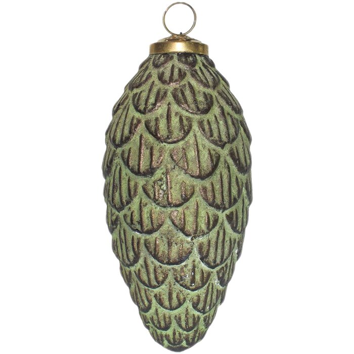 Pallina per albero di Natale Clayre & Eef 6GL3790 Ø 7x15 cm Verde - Marrone