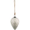 Clayre & Eef 6GL3876 Palla di Natale Ø 10x16 cm Argento - Bianco
