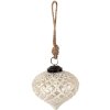 Clayre & Eef 6GL3898 Palla di Natale Ø 10x11 cm Argento - Bianco