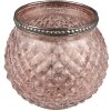 Clayre & Eef 6GL3978 Portacandele Ø 10x9 cm Portacandele in vetro rosa