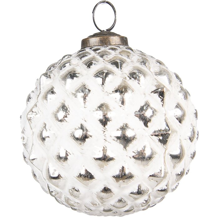 Clayre & Eef 6GL4047 Guaina per albero di Natale Ø 10x10 cm Bianco - Argento