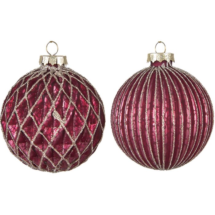 Clayre & Eef 6GL4130 Palla per albero di Natale Ø 8x8 cm (Set di 2) Rosso