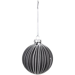 Clayre & Eef 6GL4133 Bomboniere per albero di Natale Ø 8x8 cm (Set di 4) Nero - Bianco
