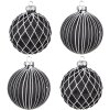Clayre & Eef 6GL4133 Bomboniere per albero di Natale Ø 8x8 cm (Set di 4) Nero - Bianco