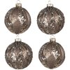 Clayre & Eef 6GL4150 Palla per albero di Natale Ø 8x8 cm (Set di 4) Marrone