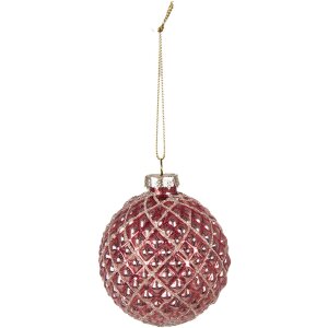 Clayre & Eef 6GL4160 Biglie per lalbero di Natale Ø 8x8 cm (Set di 4) Rosso