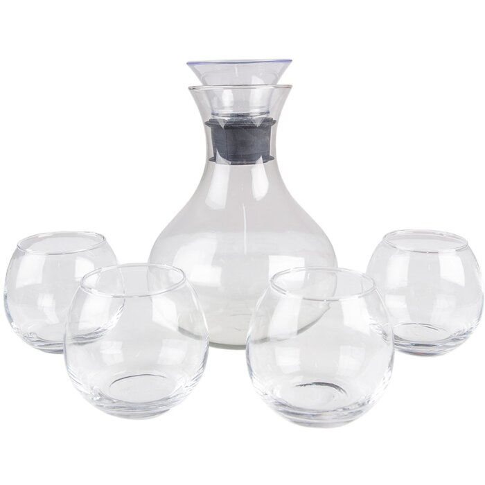 Clayre & Eef 6GL4186 Set di caraffe Ø 15x22 cm - Ø 9x9 cm (4x) 1740 ml - 375 ml
