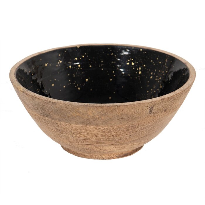 Clayre & Eef 6H2248 Ciotola decorativa Ø 25x10 cm Ciotola decorativa in legno nero-marrone